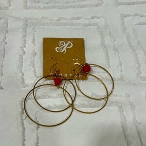 Plunder Gold Hoop Earrings with Red Accents